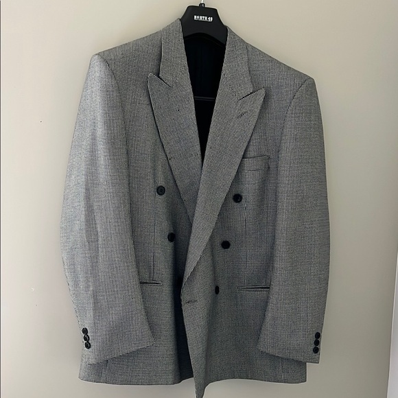 Boulevard Club Other - Gray Blazer with Notch Lapels and Wool-Blend Fabric